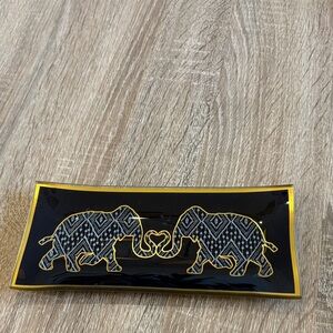 J. Crew Decorative Black & Gold Elephant Trinket Dish